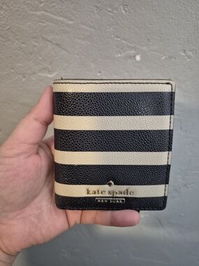 kate spade Black and Cream Striped Card Holder